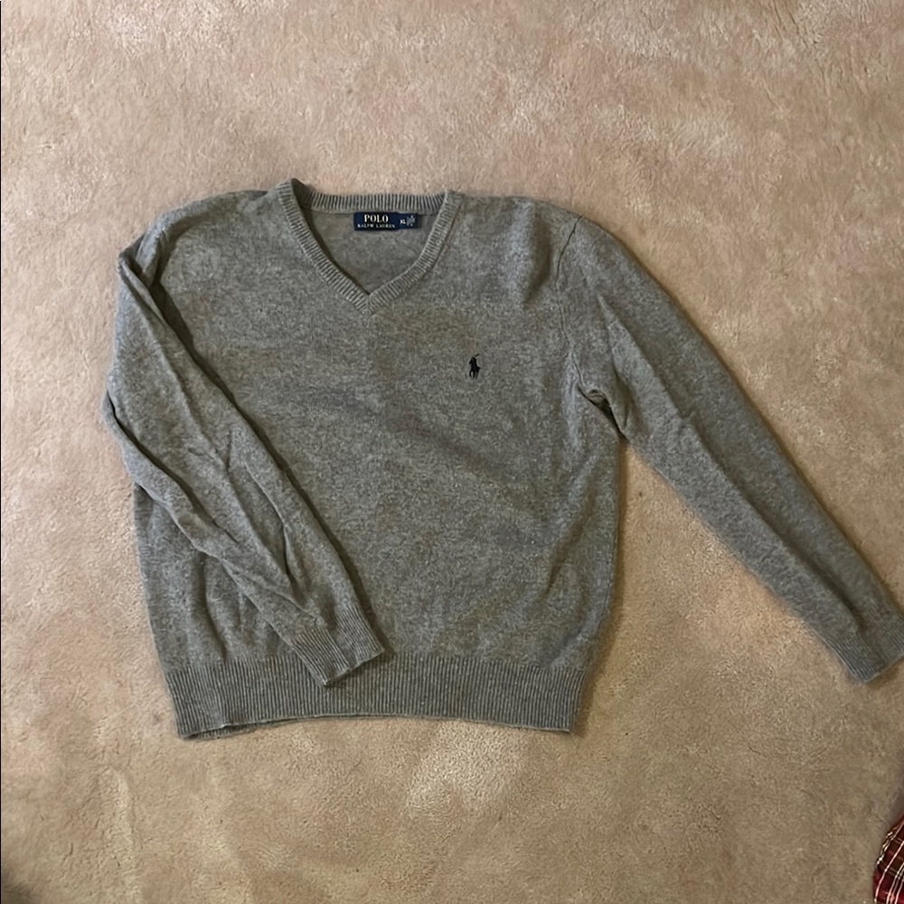 Polo by Ralph Lauren Gray V-Neck Sweater for Men